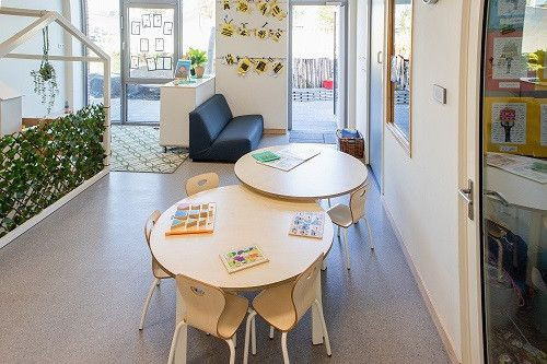 ronde tafels in binnenruimte van locatie De Droomgaard