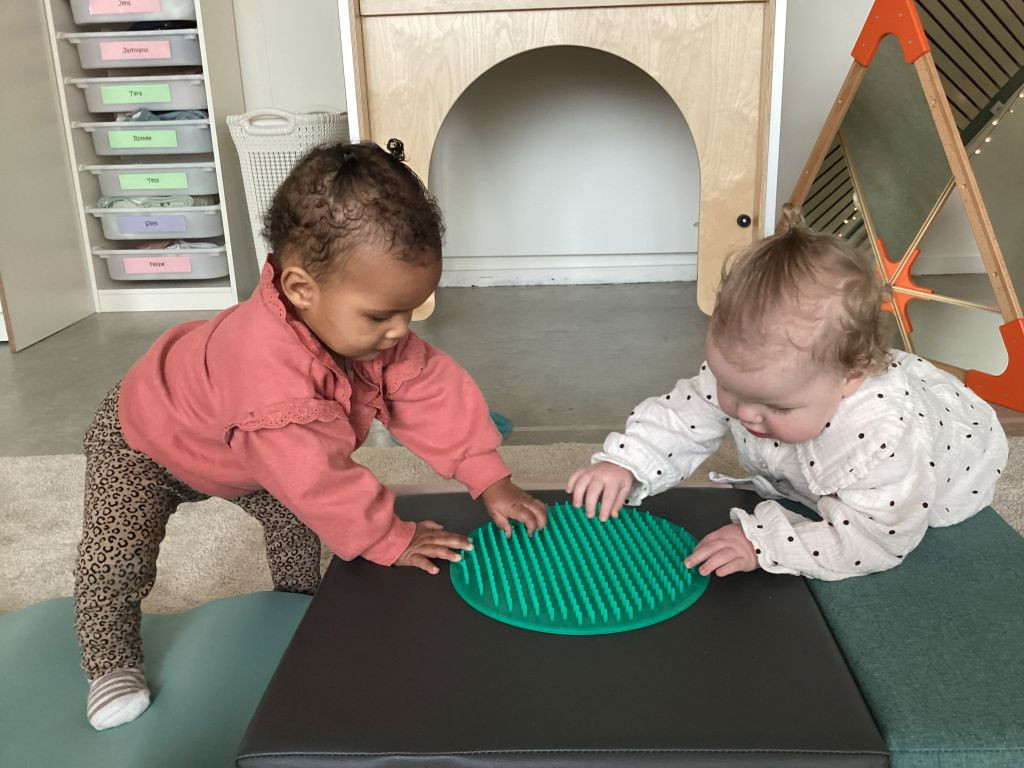 twee baby's spelen samen